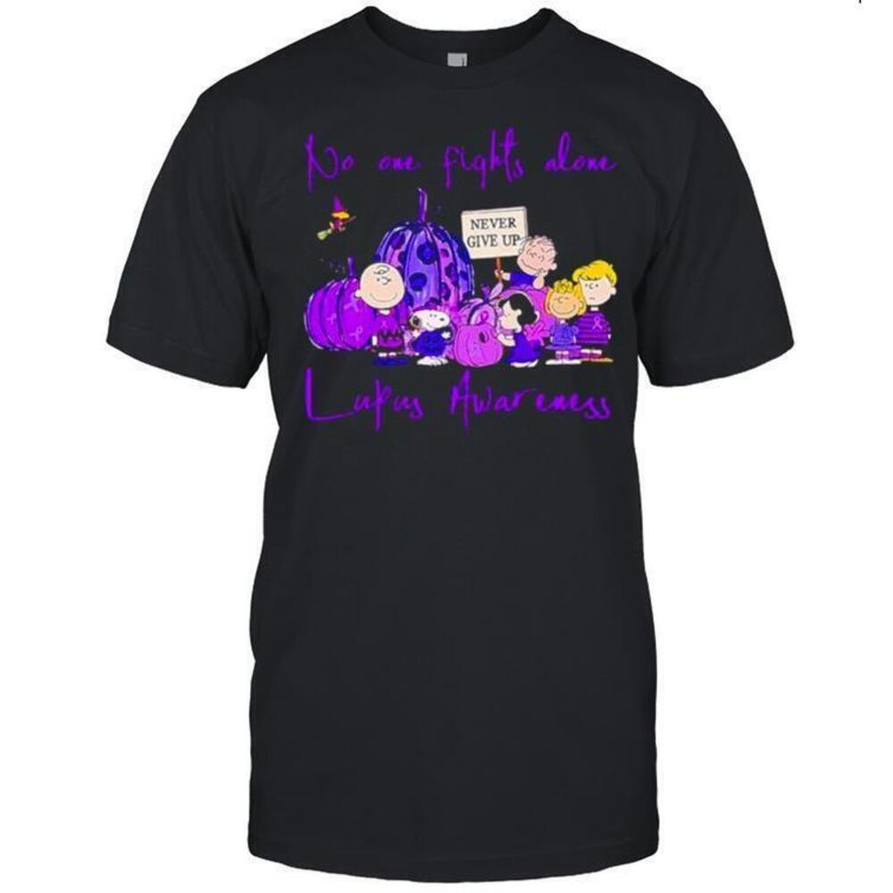 No One Fights Alone Lupus Awareness Pumkin Snoopy Shirt